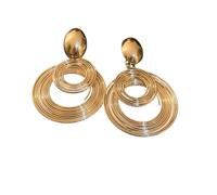 Round Multi-Layer Spiral Statement Earrings for Women, Large Geometric Circle Dangle Earrings Trendy Jewelry (Gold,One)