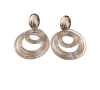 Round Multi-Layer Spiral Statement Earrings for Women, Large Geometric Circle Dangle Earrings Trendy Jewelry (Silver,One)