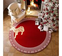 Round Multi-purpose Protective Mat With A Christmas Wreath Design For Wooden Floors(Snowflakes,100cm)