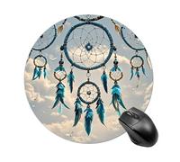Round Native Dream Catcher Mouse Pad Non-Slip Rubber Base Waterproof Mouse Mat Travel Portable Gaming Mousepad for Office Work Home Computer Laptop Personalized Accessory