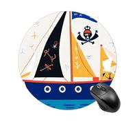 Round Nautical Sailing Pirate Mouse Pad Non-Slip Rubber Small Cute Mouse Pad Mini Travel Gaming Mousepad Washable Funny Computer Mat Waterproof for Laptop Office Home Men Women