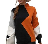 Round Neck Jumpers For Women - Ladies Fashion Sweaters Winter Loose Fit Long Sleeve Pullover Casual Color Block Sweater Tops Crewneck Sweater Knitted Jumper Fashionable Bottoming Shirt