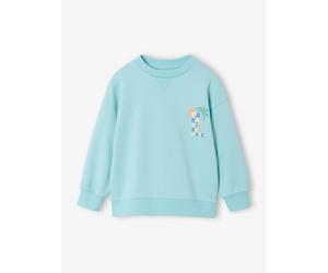 Round-neck long-sleeved sweatshirt for boys aqua green