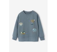 Round-neck long-sleeved sweatshirt for boys grey blue