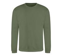 Awdis Just Hoods Sweatshirt Earthy Green Crew Neck Fitted Cotton Polyester