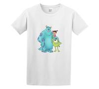 Round Neck T-Shirt Monster Inc Characters Design Custom Retro Soft and Light White S