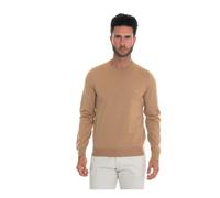 Round-neck wool pullover with logo - male - Boss - Round-neck Knitwear - Beige - 3XL - Knitwear 3XL