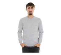 Round-neck wool pullover with logo - male - Boss - Round-neck Knitwear - Gray - 2XL - Knitwear 2XL