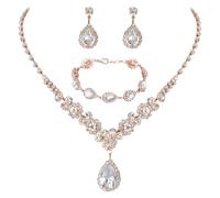 Round Necklace Celestial Tear Drop Jewelry - Liquid Starlight Necklace Earrings & Bracelet Set with Cut Angel Wing Motifs for Gala Nights and Glamour Manifestations Necklace (C, One Size)