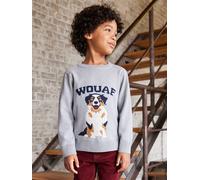 Round Neckline Jumper with Dog Motif marl grey