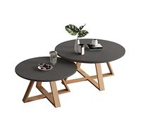 Round Nesting Coffee Table Set - Stylish Grey Pine Wood Center Tables for Living Room - Easy Assembly, Durable Design - 70cm + 50cm Sizes