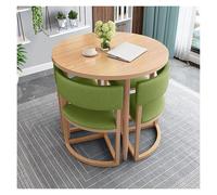 Round Nesting Table and 4 Chairs Set - Reception Table for Patio & Dining Room - Stylish Outdoor & Indoor Furniture (Green)