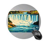 Round Niagara Fall Print Mouse Pad Non-Slip Rubber Small Cute Mouse Pad Mini Travel Gaming Mousepad Washable Funny Computer Mat Waterproof for Laptop Office Home Men Women