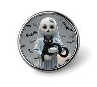 Round Nightmare Doll Lapel Pin Metal Brooch Personalized Novelty Pin Cute Button Badge Safety Pin Fashion Jewelry Accessories Gift for Clothes Hat Backpack Bag