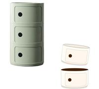 Round Nightstand 3/4/2-Compartment Plastic Bathroom Side Table Green 3-Tier Storage Cabinet Compact Bathroom Modern Design for Small Spaces
