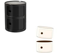 Round Nightstand 3/4/2 Compartments for Bathroom Plastic Side Table Round Bathroom Cabinet Small Storage Table Black 2-Tier Storage