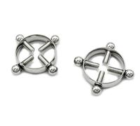 Round Non-Piercing Nipple Rings, Metal Nipple Clamps,Stainless Steel Fake Nipple Rings,Adjustable Non-Piercing Nipple Clamp Breast Clips, for Ladies Own Use and Flirting with Couples (Silvery)