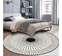 Round Non-Slip Beige and Black Area Rug Stylish Floor Mat for Living Room & Bedroom 60cm 80cm 100cm 120cm 140cm 160cm (80cm Diameter)