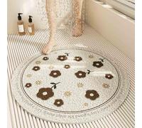 Round Non Slip Shower Mat,Circle Loofah Bathtub Mats with Drain Holes,Quick Drying Wet Areas Floor Rugs Massage The Feet without Suction Cup (Coffee Flower,60cm)