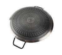 Round Non Stick Korean BBQ Grill Pan Stainless Steel for Home Party Cooking 4-6 People (38cm)