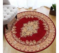 Round NonSlip Washable for Modern Living Room & Bedroom Medal Design Yellow & Red 160 cm Diameter Perfect for Home Decor