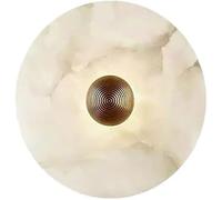 Round Nordic Stone LED Wall Sconce Natural Marble Wall Lighting Mid Century Alabaster Wall Light))