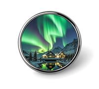 Round Northern Lights Brooch Classic Mini Pin 1 Inch Aluminum Alloy Lapel Pin Personalized Button Badge for Backpack Hat Suit Jacket Clothing Decoration
