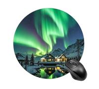 Round Northern Lights Mouse Pad Non-Slip Rubber Base Waterproof Mouse Mat Travel Portable Gaming Mousepad for Office Work Home Computer Laptop Personalized Accessory