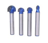 Round Nose Router Bits Set 4PCS Double Flute Box Milling Cutter with 1/4in Shank for Woodworking Plywood CNC Handheld Routers Carbon Steel Body Alloy Cutter Head