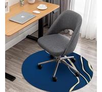 Round Office Chair Mat for Hardwood Floor - Modern Diatom Mud Non Slip Desk Rug, Durable Washable Large Floor Protector Mat for Bedroom Sofa Home Office Computer Chair (Dark Blue,80x80cm)