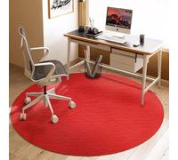 Round Office Chair Mats Floor Protection Mats, Non Slip Hardwood Floor Carpet Protectors Computer Chair Rugs Multi-Purpose Carpet Rugs for Indoor Study Gym (90 * 90cm,Red)