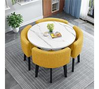 Round Office Conference Table Set with 4 Chairs - 80cm Small Meeting Room Fur for Office Recept Dining Negotiats & Kitchen Use - Cact Design for Enhanced Collaborat