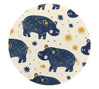 Round Office Desktop Mouse Pad, Cute Little Hippo Non-Slip Lightweight Computer Mouse Pad 10" Diameter