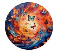 Round Office Desktop Mouse Pad, Dancing Butterflies Galaxy Non-Slip Lightweight Computer Mouse Pad 10" Diameter