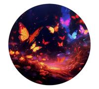 Round Office Desktop Mouse Pad, Dancing Butterflies Galaxy Non-Slip Lightweight Computer Mouse Pad 10" Diameter