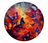 Round Office Desktop Mouse Pad, Dancing Butterflies Non-Slip Lightweight Computer Mouse Pad 10" Diameter