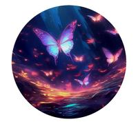 Round Office Desktop Mouse Pad, Dancing Butterflies Non-Slip Lightweight Computer Mouse Pad 10" Diameter