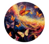 Round Office Desktop Mouse Pad, Dancing Butterflies Non-Slip Lightweight Computer Mouse Pad 10" Diameter
