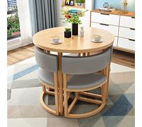 Round Office Reception Table Set for 4 80cm Small Space Dining & Conference Room Tables Ideal for Apartment Kitchen Balcony & Lounge (Gray)