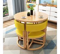 Round Office Reception Table Set for 4 Compact 80cm Dining Table for Conference Room Apartment Kitchen Balcony or Lounge Modern Yellow Design