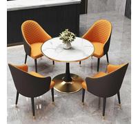 Round Office Reception Table with Soft Backrest Chairs Set for Conference, Meeting Room, Hotel, Cafe | Stylish Seating Solution for Modern Workspaces