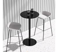 Round Office Table Indoor-Outdoor Bar Height Table Bistro Pub Table for Living Room Dining Room Pub Counter Black Kitchen Work Table Negotiation Side Table (Size:48x56cm)