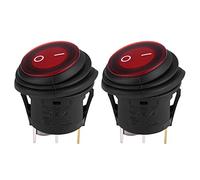 Round On-Off Switch,Round Rocker Switch,Switch on off 12v,LED Illuminated Rocker Switch,2pcs Red LED Light 12V 20A 3Pin Car Auto Boat Round On Off Rocker Toggle Switch