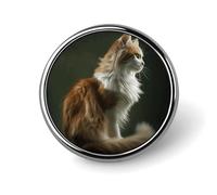 Round Orange And White Cat Brooch Classic Mini Pin 1 Inch Aluminum Alloy Lapel Pin Personalized Button Badge for Backpack Hat Suit Jacket Clothing Decoration