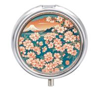 Round Oriental Ancient Style Pill Box Small Pill Case with 3 Compartment Portable Metal Medicine Organizer Mini Travel Medicine Vitamin Supplement Container for Pocket Purse