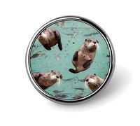 Round Otters Lapel Pin Metal Custom Pins Personalized Decoration Lapel Badge Small Brooch Hat Shirt Tie Sweater Clothes Accessories Decoration for Men Women