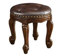 Round Ottoman Foot Rest Stool,Footstool Leather,Low Pouffe Sofa Stool,Soft Compact Round Padded Seat - Living Room,Bedroom and Room Chair