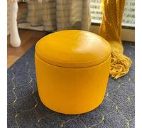 Round Ottoman Foot Stool with Shoe Storage - Stylish Leather Furniture for Space-Saving Comfort in Living Room and Bedroom