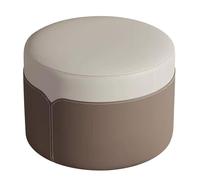 Round Ottoman Stool in Dark Gray - Microfiber Leather Foot Rest with High-Density Foam Anti-Slip Base for Bedroom & Entryway Stylish & Comfortable Seating Solution