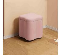 Round Ottoman Storage Bench - Upholstered Footrest with Removable Lid - Leather Pouffe Footstool for Bedroom and Living Room - Small Vanity Stool
